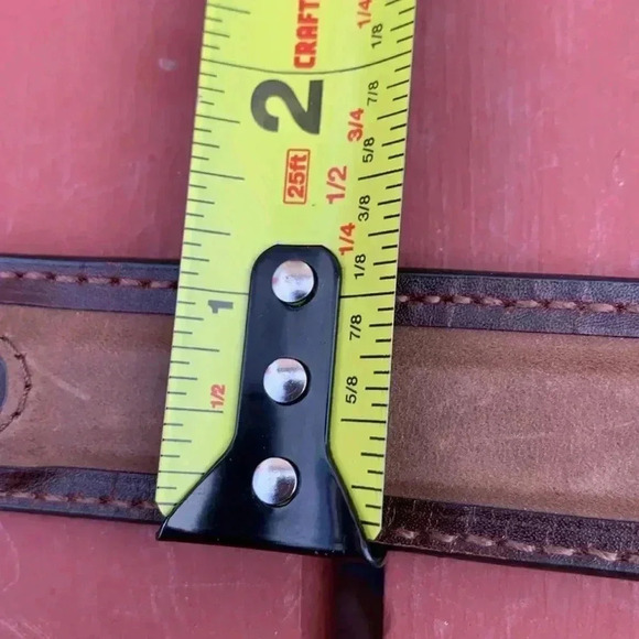 Columbia thick 100% leather men’s belt with silver coloured buckle size 36 - Picture 7 of 8